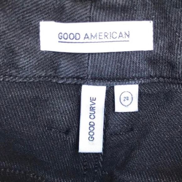 NWT Good American 'Good Curve' Ripped Crop Skinny Jeans in Black size 24 - Picture 6 of 7